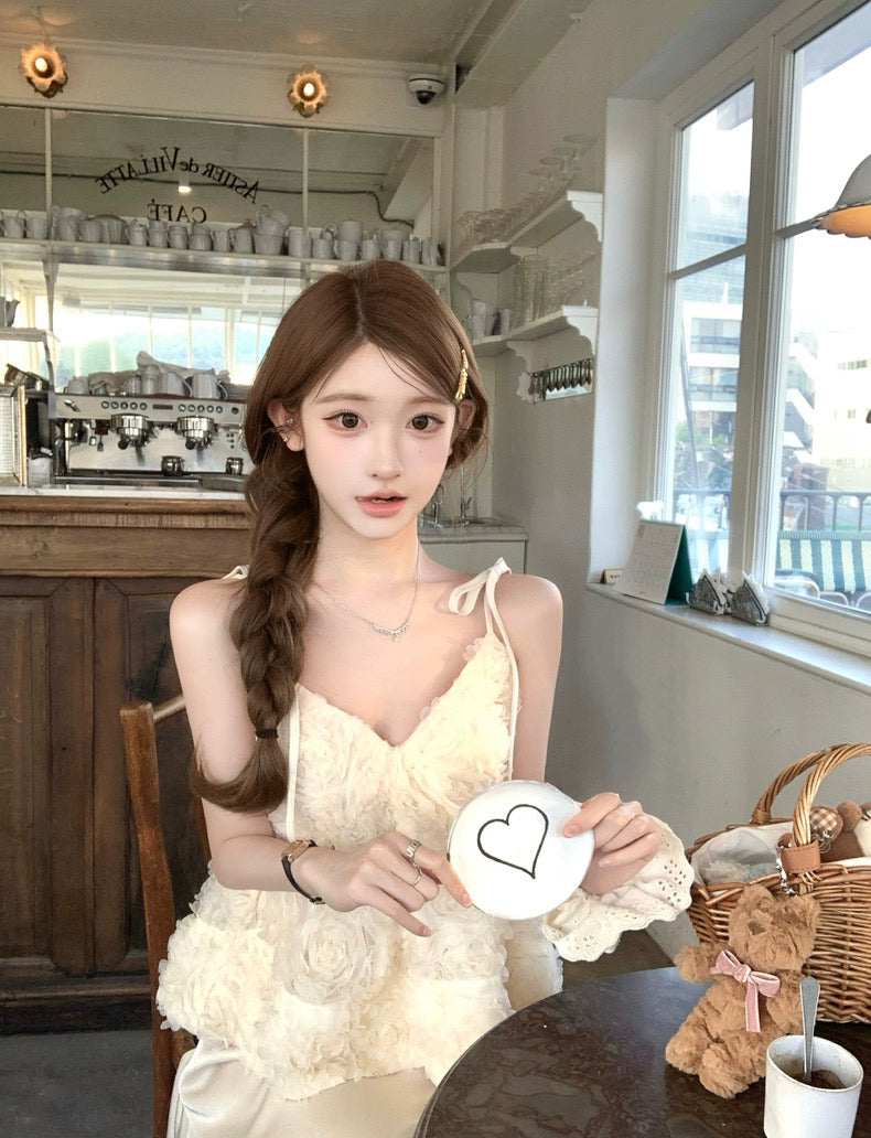 巴黎苏雪 山茶花吊带上衣 Paris Souxue – Camellia Spaghetti Strap Top