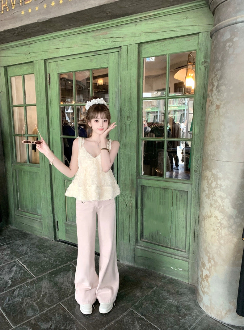 巴黎苏雪 山茶花吊带上衣 Paris Souxue – Camellia Spaghetti Strap Top