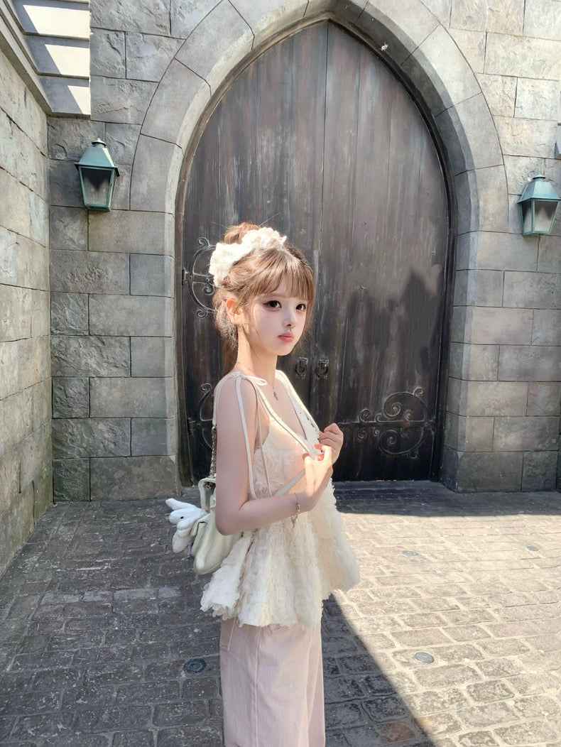 巴黎苏雪 山茶花吊带上衣 Paris Souxue – Camellia Spaghetti Strap Top