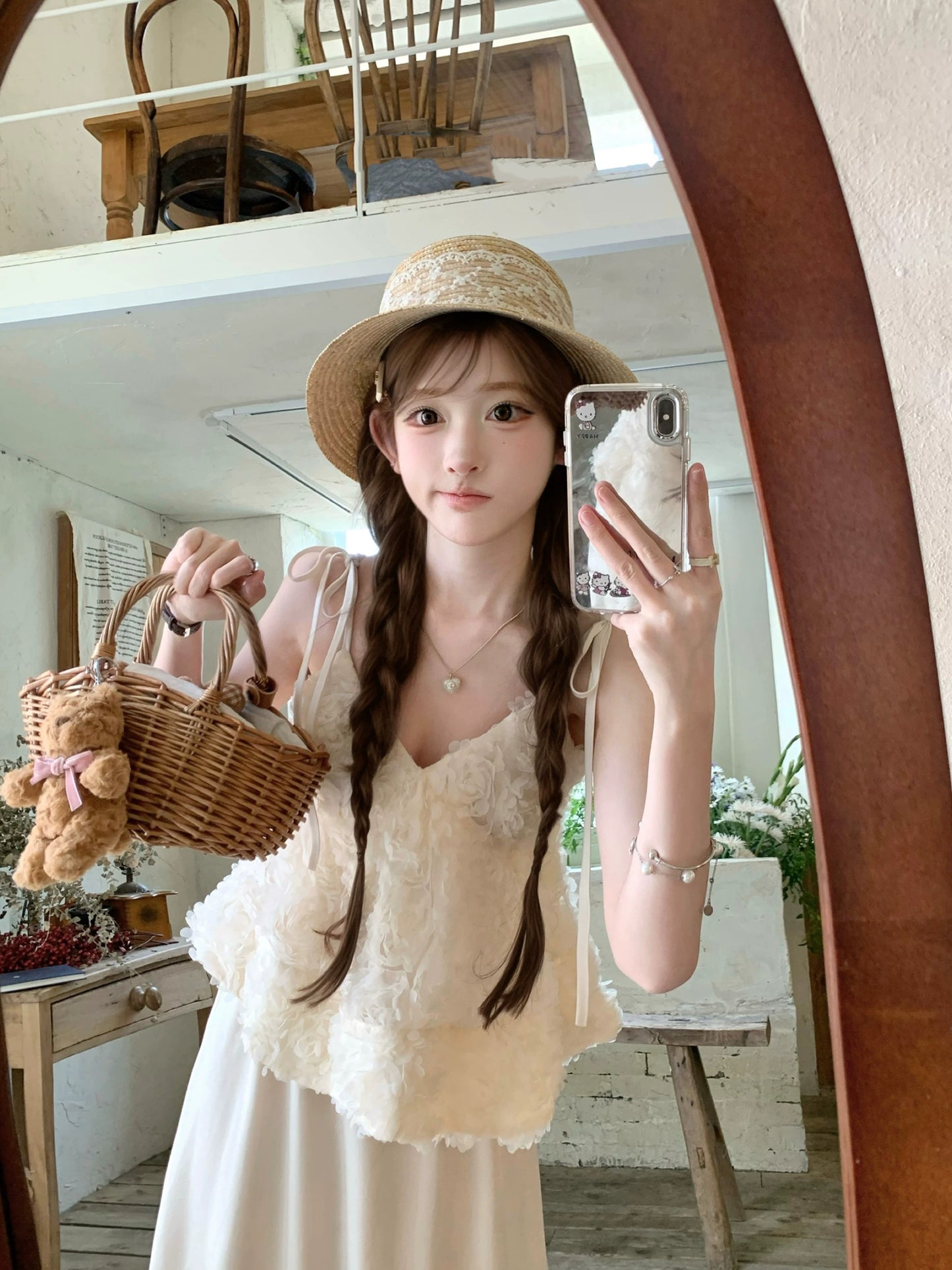 巴黎苏雪 山茶花吊带上衣 Paris Souxue – Camellia Spaghetti Strap Top