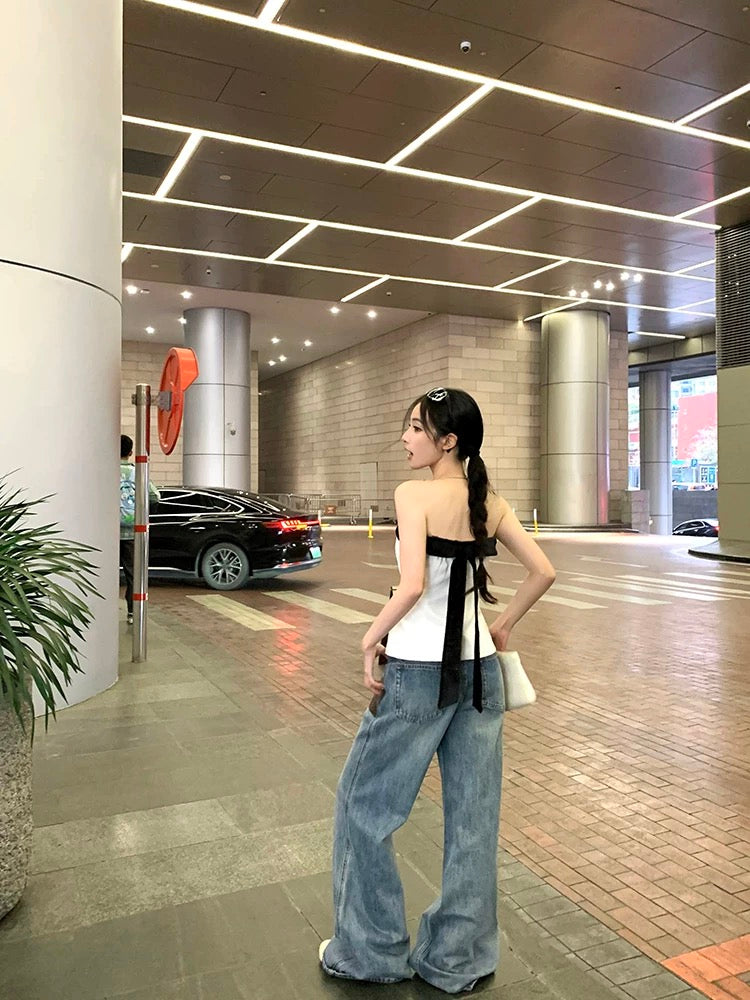 人间COCO 抹胸小香风黑白设计连衣裙/上衣