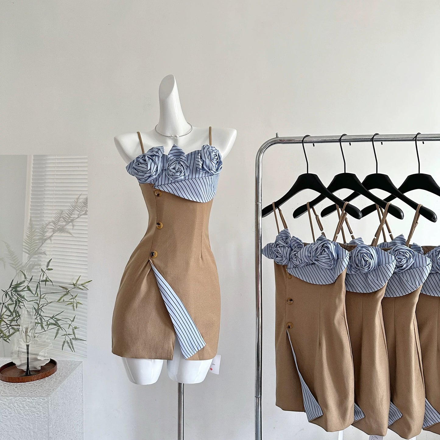 玫瑰热浪 法式高级感衬衫包臀连衣裙 Rose Heatwave French-Style Elegant Shirt Bodycon Dress