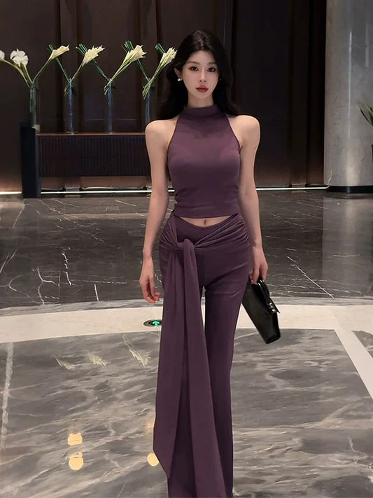 烟熏巴曼 高领无袖喇叭裤套装 Smoky Balmain-Style High Neck Sleeveless Flared Pants Set