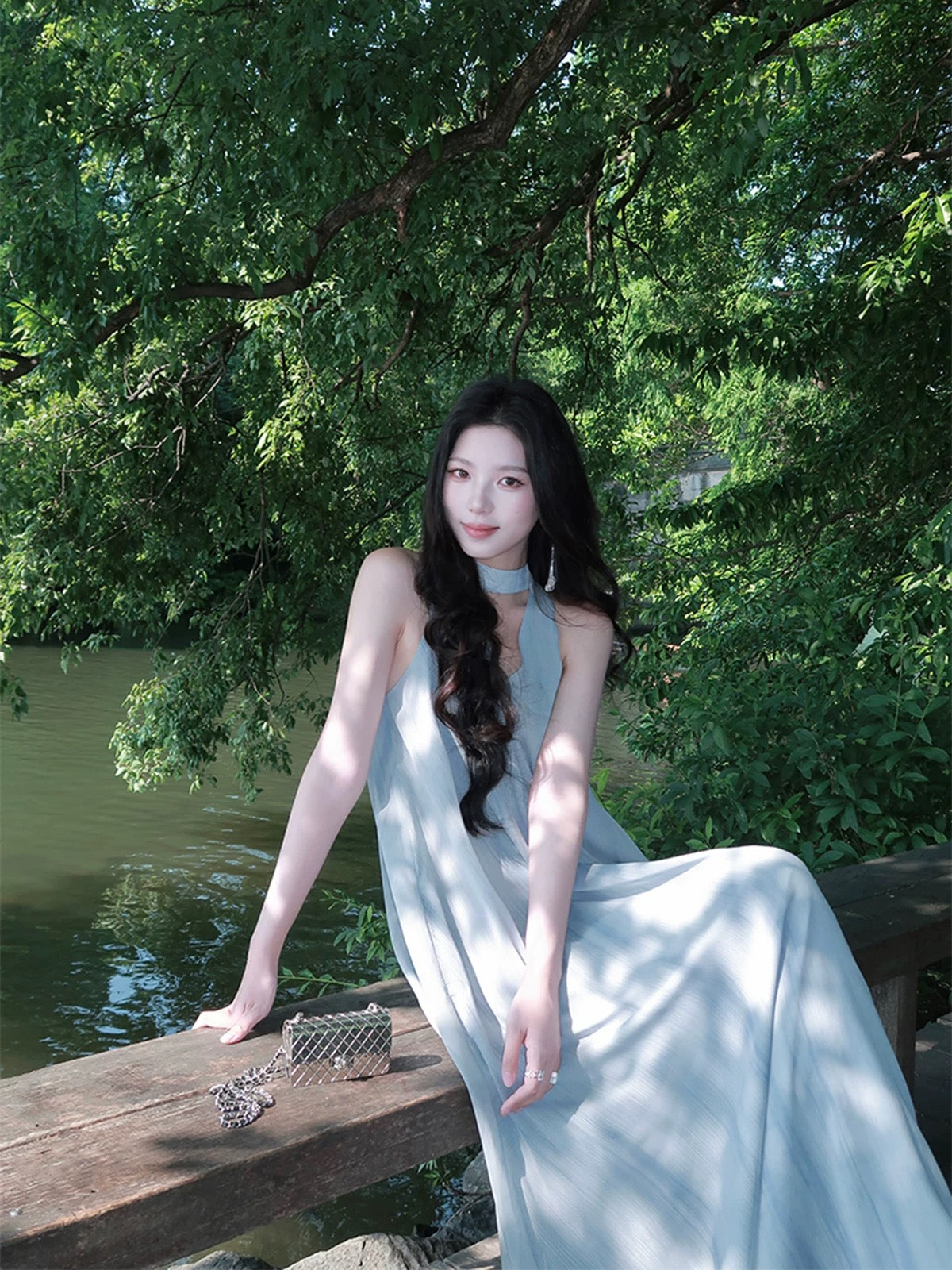 绿岛森莺 高级不撞款水墨肌理连衣裙 Green Island Forest Warbler High-End Unique Ink-Wash Textured Dress