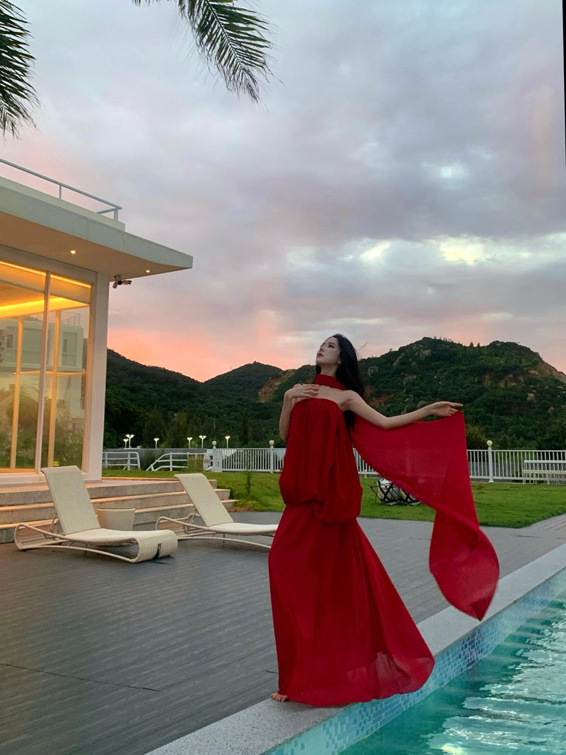 锦鲤跃 新中式红韵抹胸裙两件套 The Koi Queen | Aesthetic New Chinese Style Strapless Set