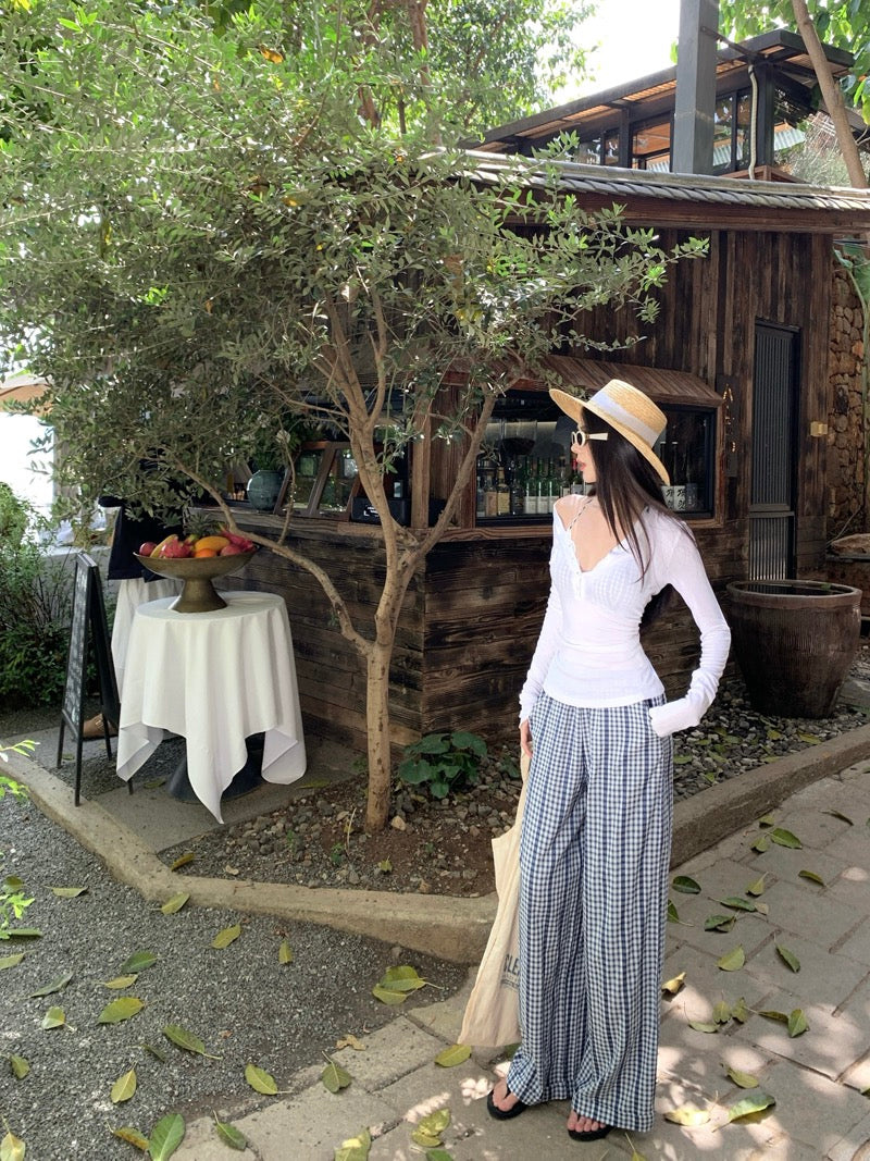 半糖主义 海边度假格纹比基尼三件套 The Sandy Checkmate | Sheer Cover-up & Plaid Bikini Combo