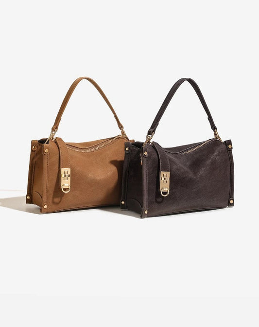 Amber Radiance Vintage Box Crossbody Bag - Amber Brown