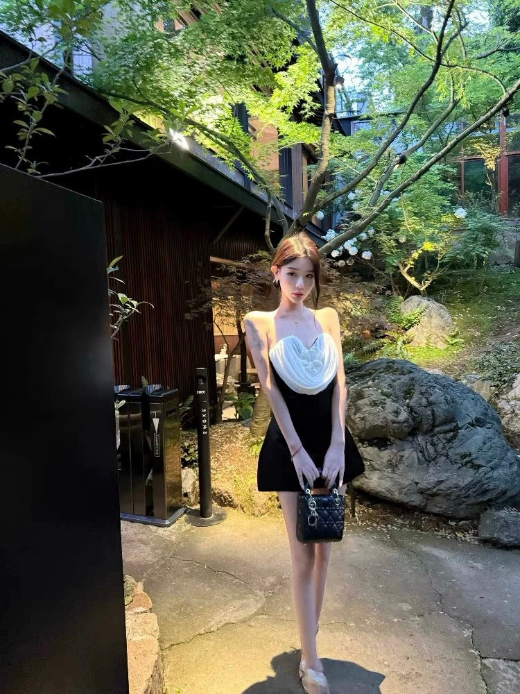 浪漫独宠 小众设计黑白玫瑰连衣裙 Exclusively Romantic – Niche Design Black and White Rose Dress