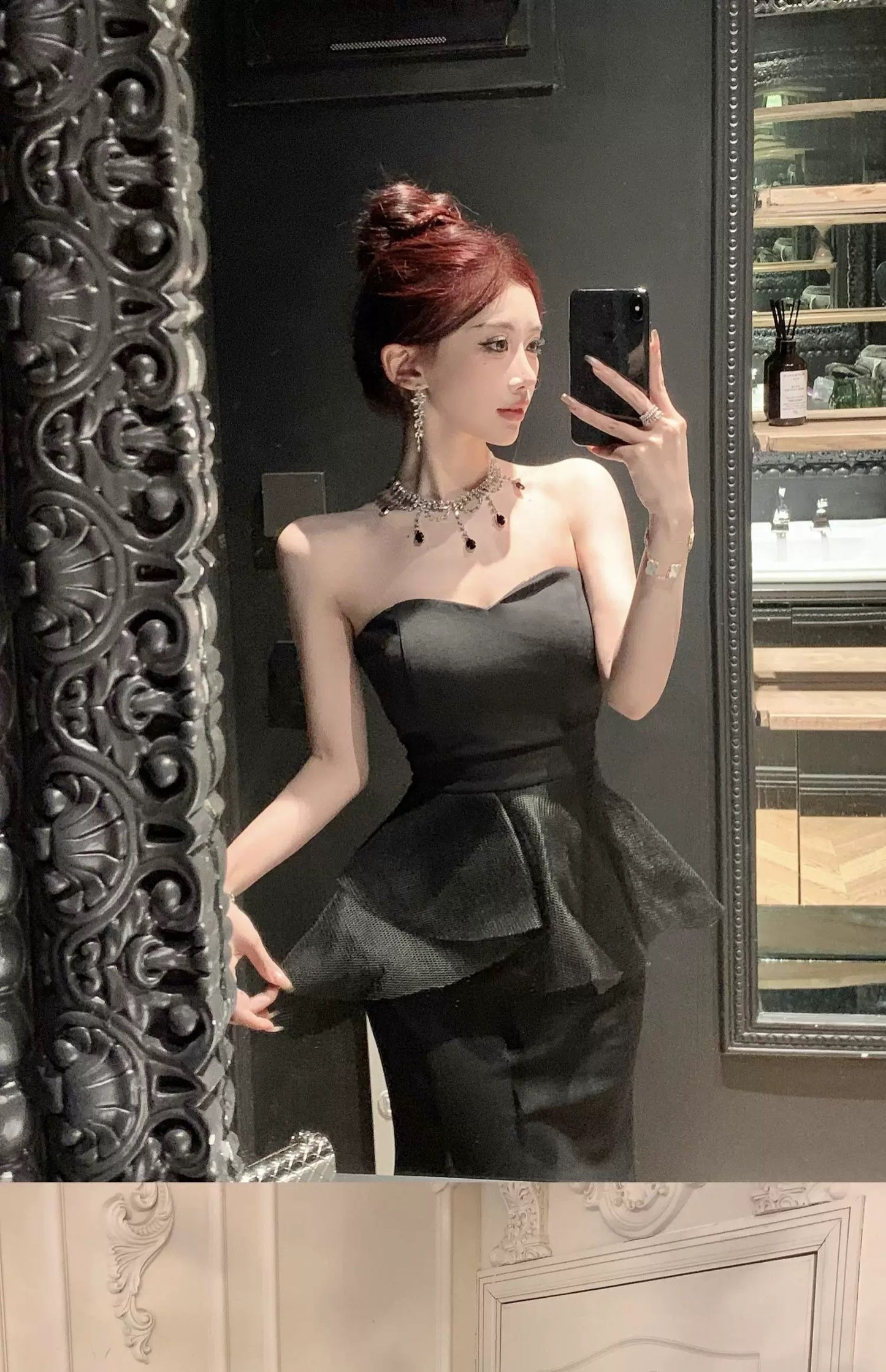 姐姐聚会 性感抹胸法式气质连衣裙 Sister’s Gathering Sexy Strapless French-Style Elegant Dress