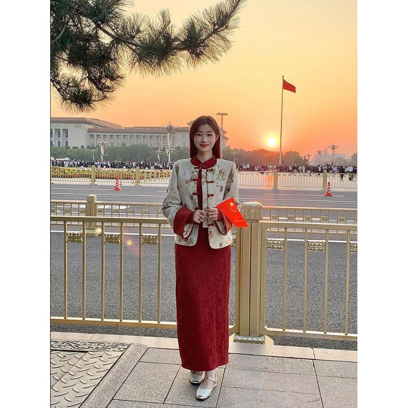锦绣年华 大红色矜贵外套新中式套装 Splendid Years Elegant Red New Chinese-Style Suit
