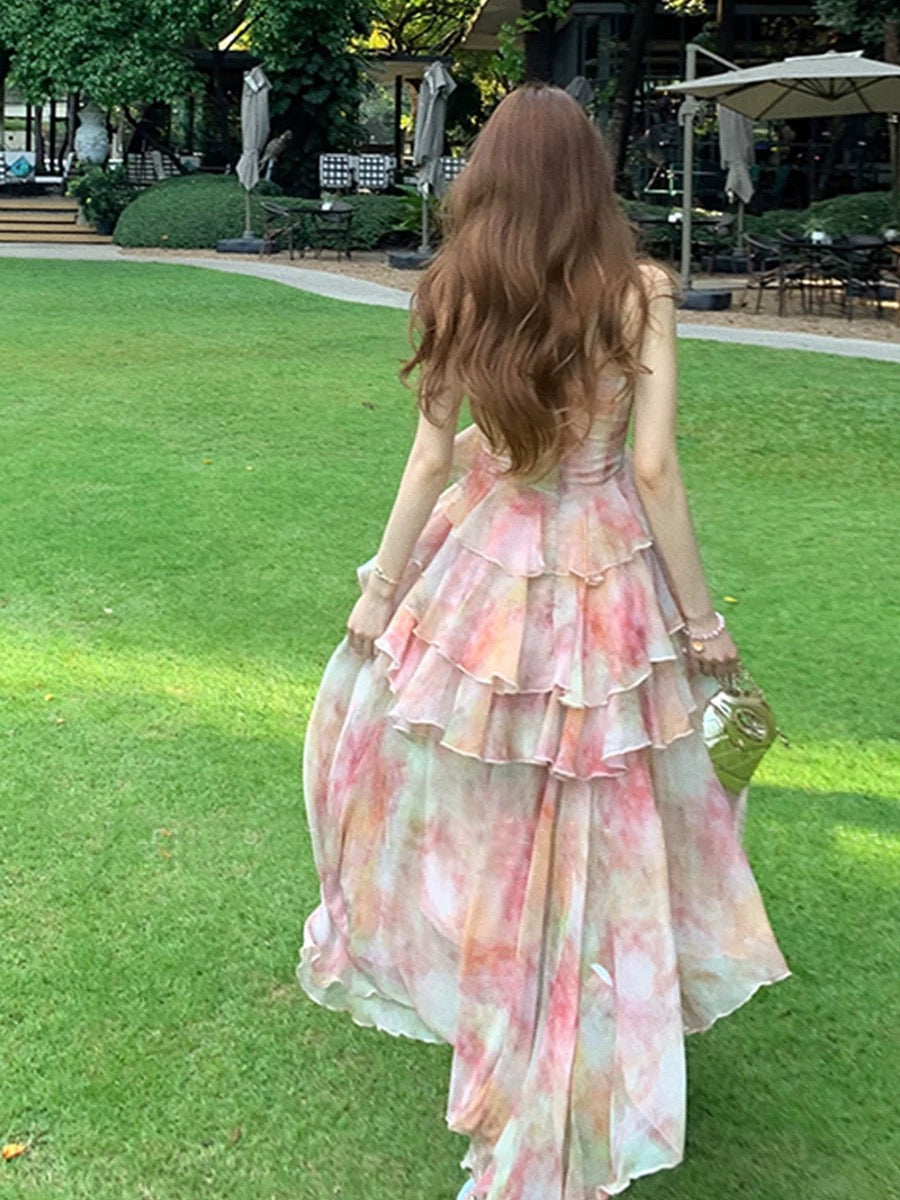 爱神来信 挂脖渐层荷叶边连衣裙 Love Letter from Cupid Halter Neck Ruffled Ombre Dress