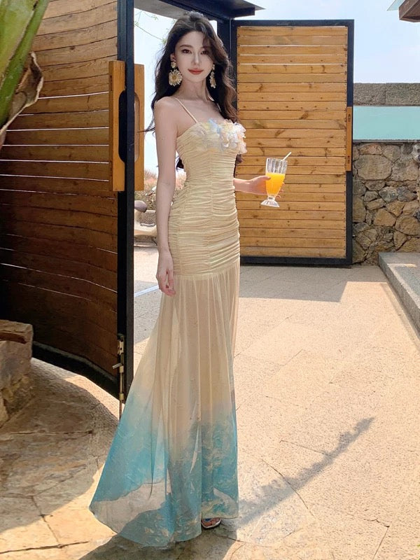 弥山花语 渐变立体化弹力连衣裙 Mishan Floral Whisper Gradient 3D Stretch Dress