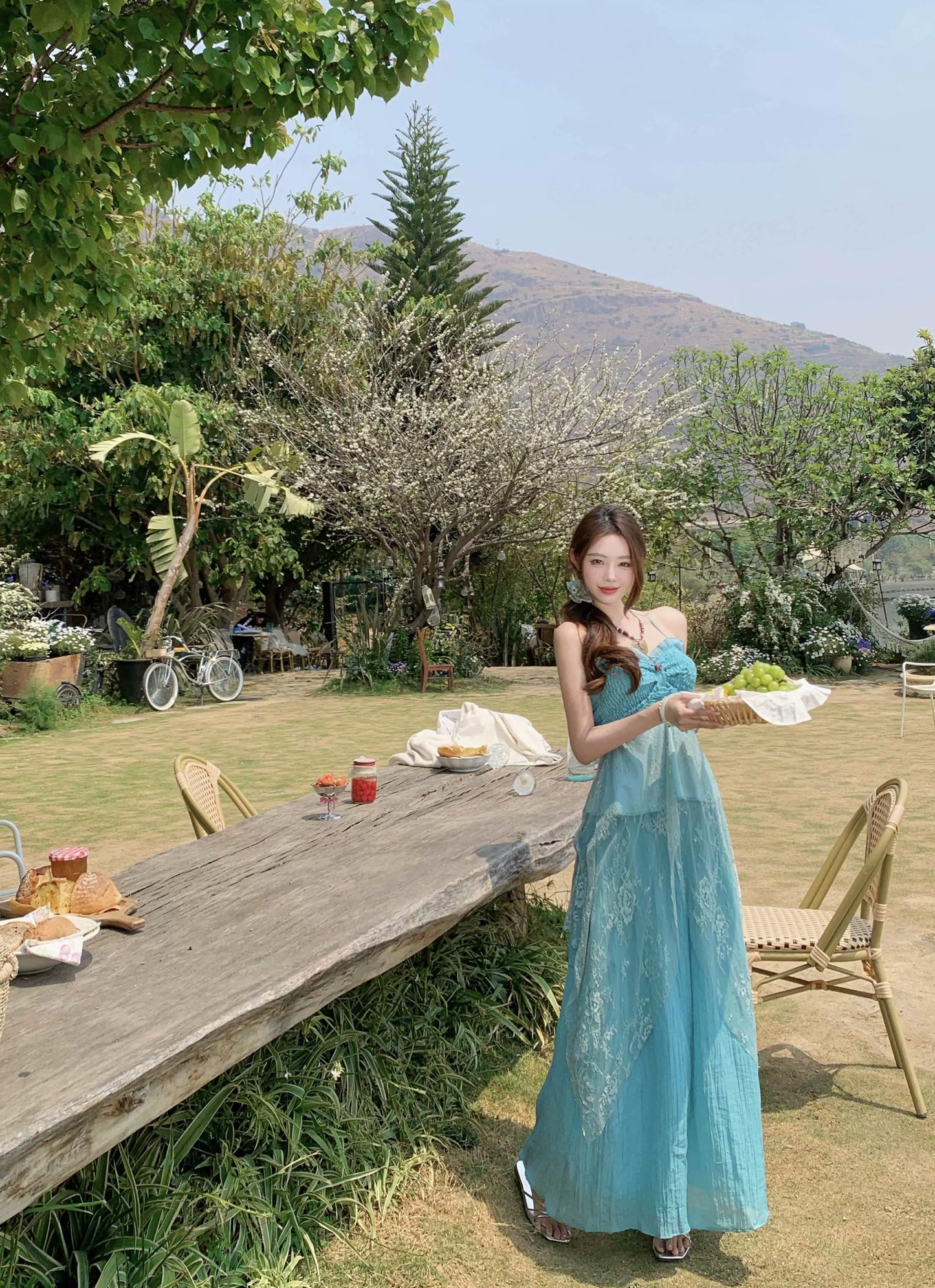 彩色云南 薄荷绿夏日吊带阔腿裤套装 Colorful Yunnan Mint Green Summer Cami & Wide-Leg Pants Set