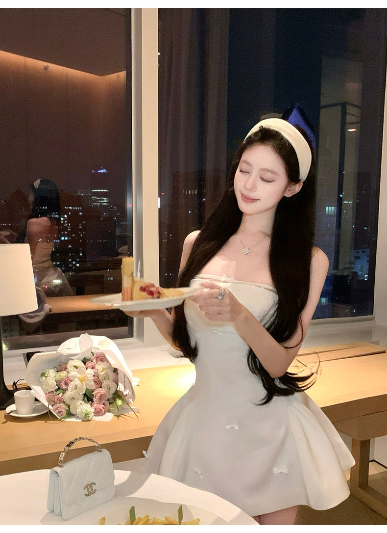 少女心事 甜美蝴蝶结蓬蓬小礼裙 Sweetheart Secrets Puffy Mini Dress with Cute Bow
