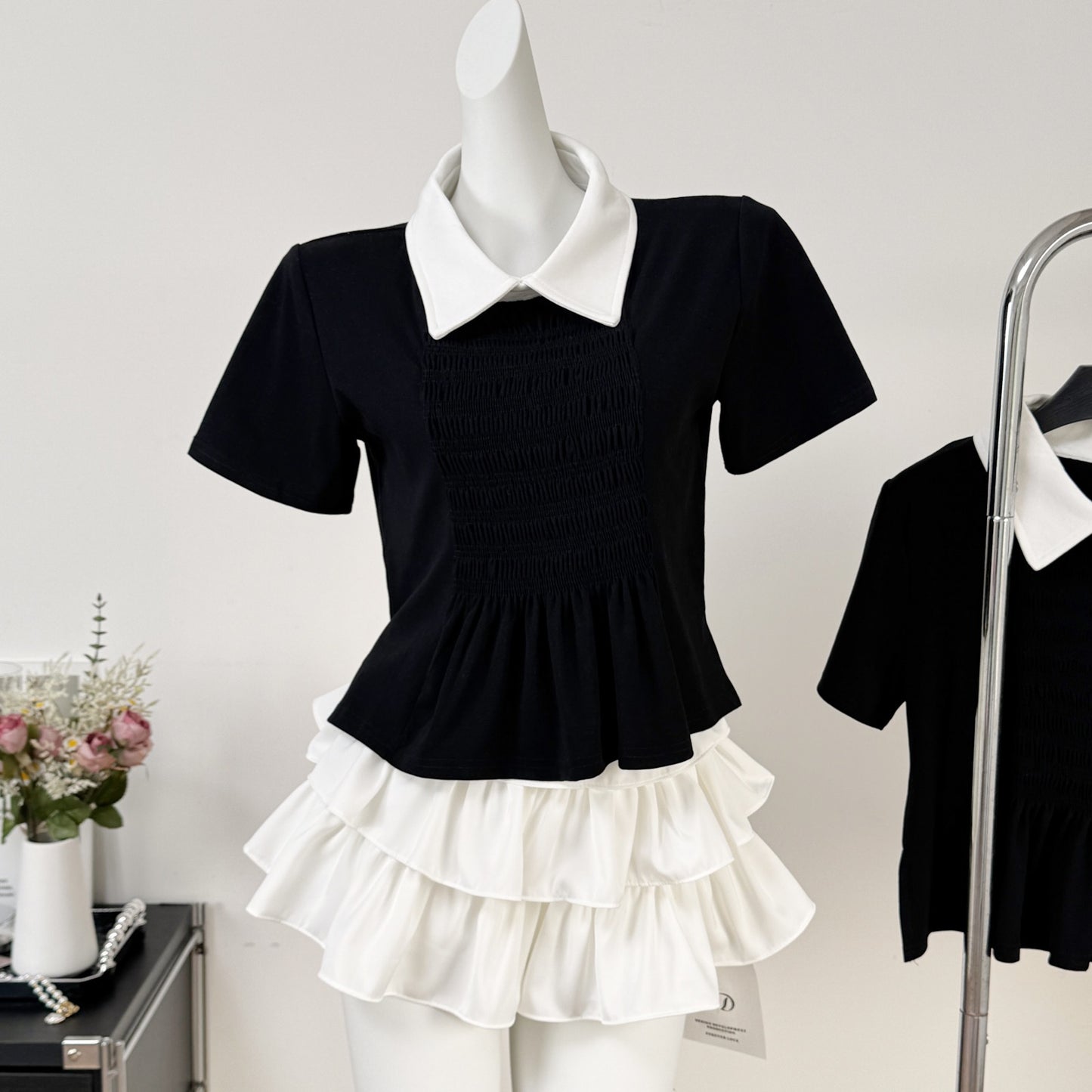 乖乖女日常 奶香上衣蛋糕裙套装 Sweet Girl Daily Outfit: Milky Top and Tiered Cake Skirt Set