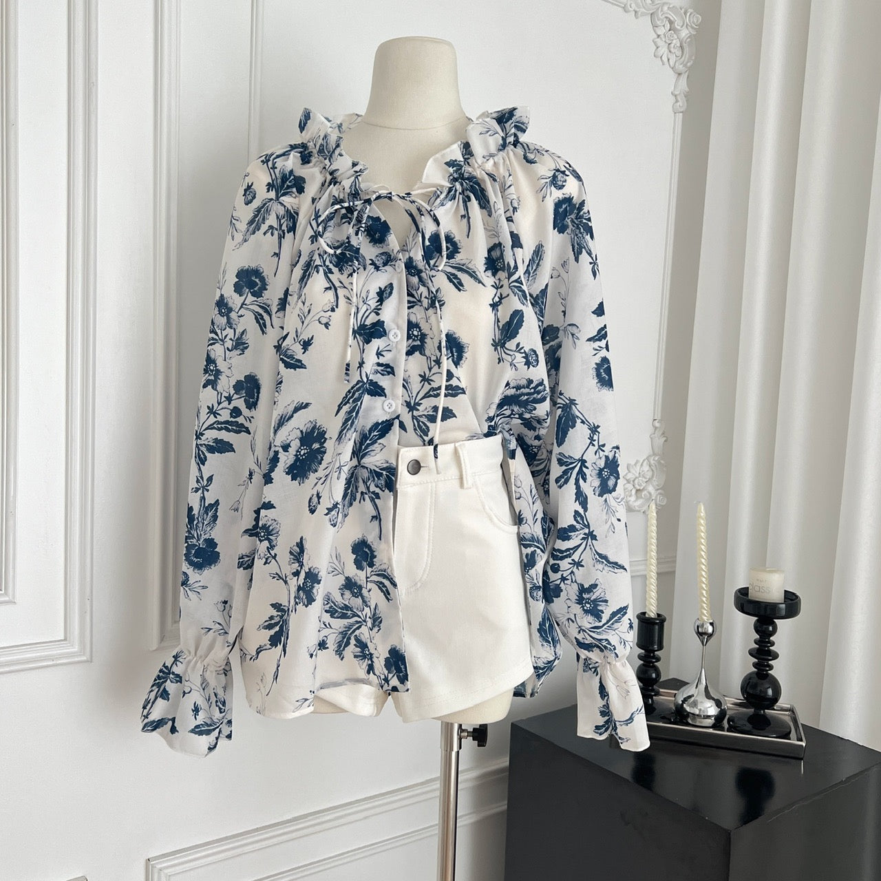 青花瓷 新中式穿搭国风宽松衬衫 Blue and White Porcelain Loose-Fit Shirt in New Chinese Style