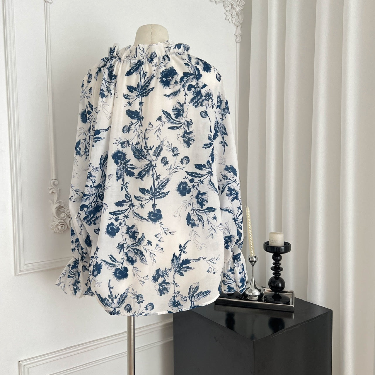 青花瓷 新中式穿搭国风宽松衬衫 Blue and White Porcelain Loose-Fit Shirt in New Chinese Style