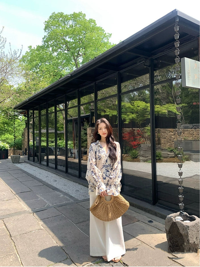 青花瓷 新中式穿搭国风宽松衬衫 Blue and White Porcelain Loose-Fit Shirt in New Chinese Style