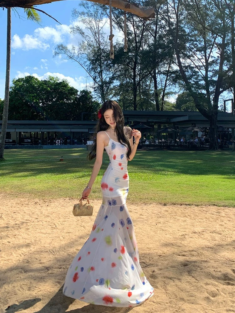 彩光玲珑 优雅晕染彩色波点连衣裙 Iridescent Elegance – Gradient Color Polka Dot Dress