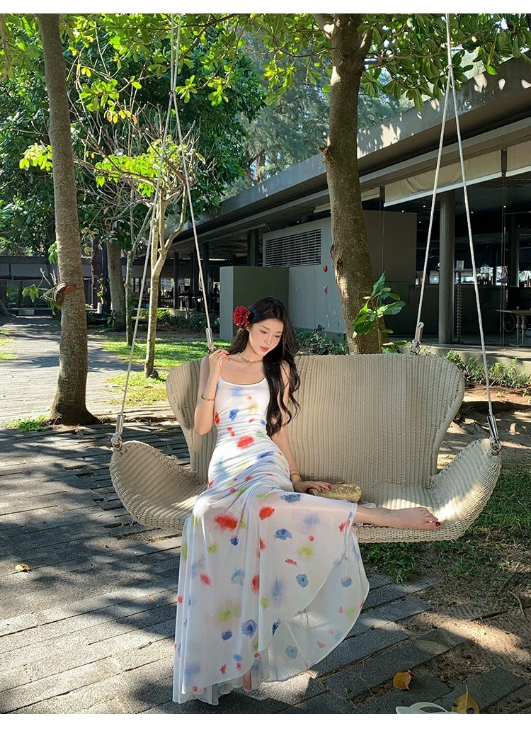 彩光玲珑 优雅晕染彩色波点连衣裙 Iridescent Elegance – Gradient Color Polka Dot Dress