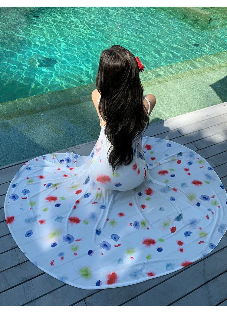 彩光玲珑 优雅晕染彩色波点连衣裙 Iridescent Elegance – Gradient Color Polka Dot Dress