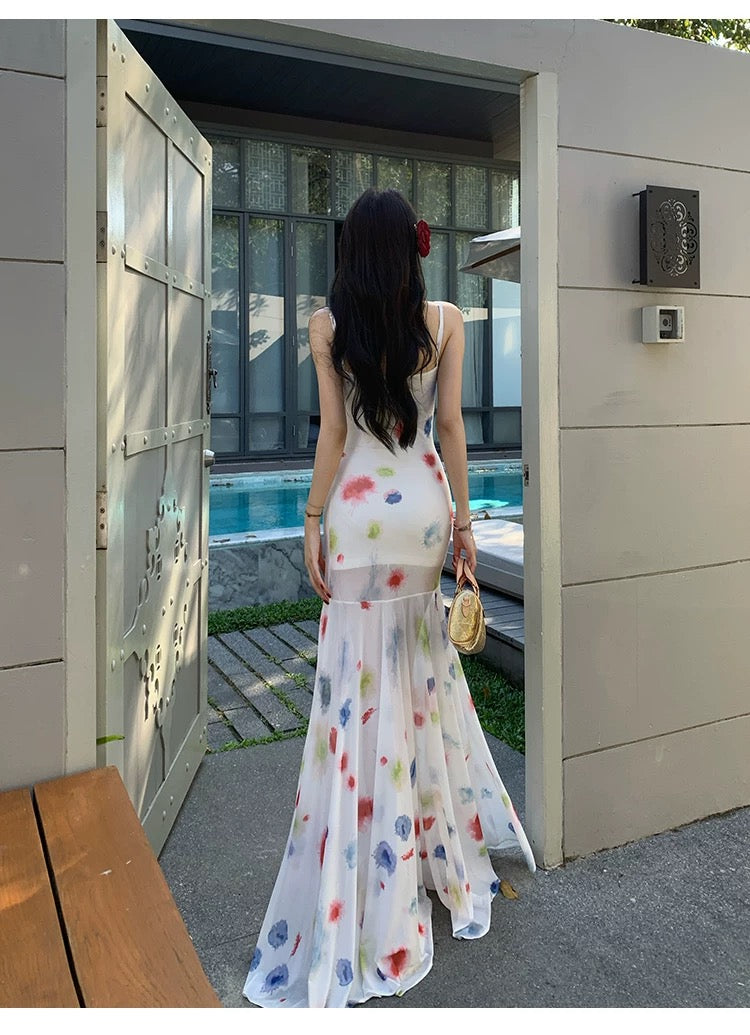 彩光玲珑 优雅晕染彩色波点连衣裙 Iridescent Elegance – Gradient Color Polka Dot Dress
