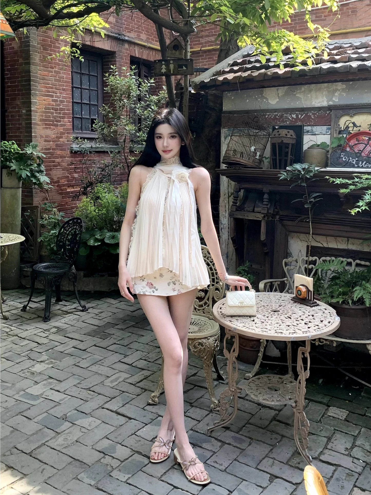 含情脉脉 千金雪纺压褶蕾丝套装 Graceful Heiress Chiffon Pleated Lace Set