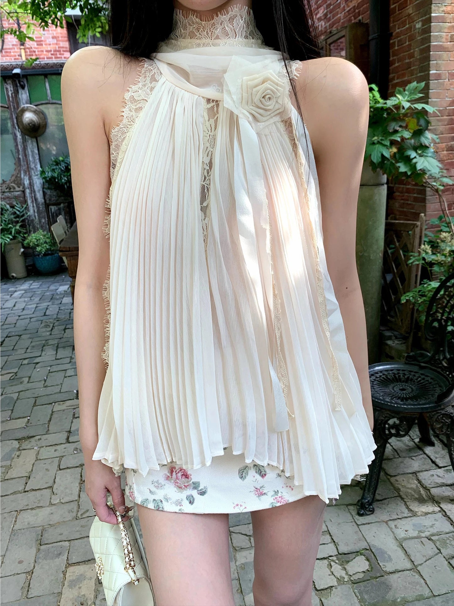 含情脉脉 千金雪纺压褶蕾丝套装 Graceful Heiress Chiffon Pleated Lace Set