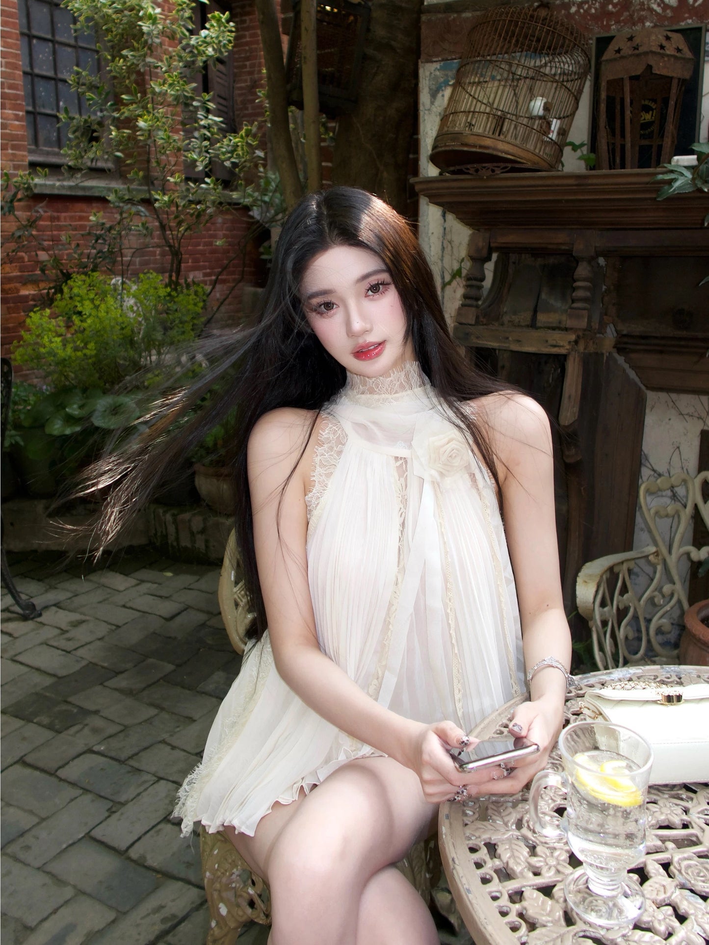 含情脉脉 千金雪纺压褶蕾丝套装 Graceful Heiress Chiffon Pleated Lace Set