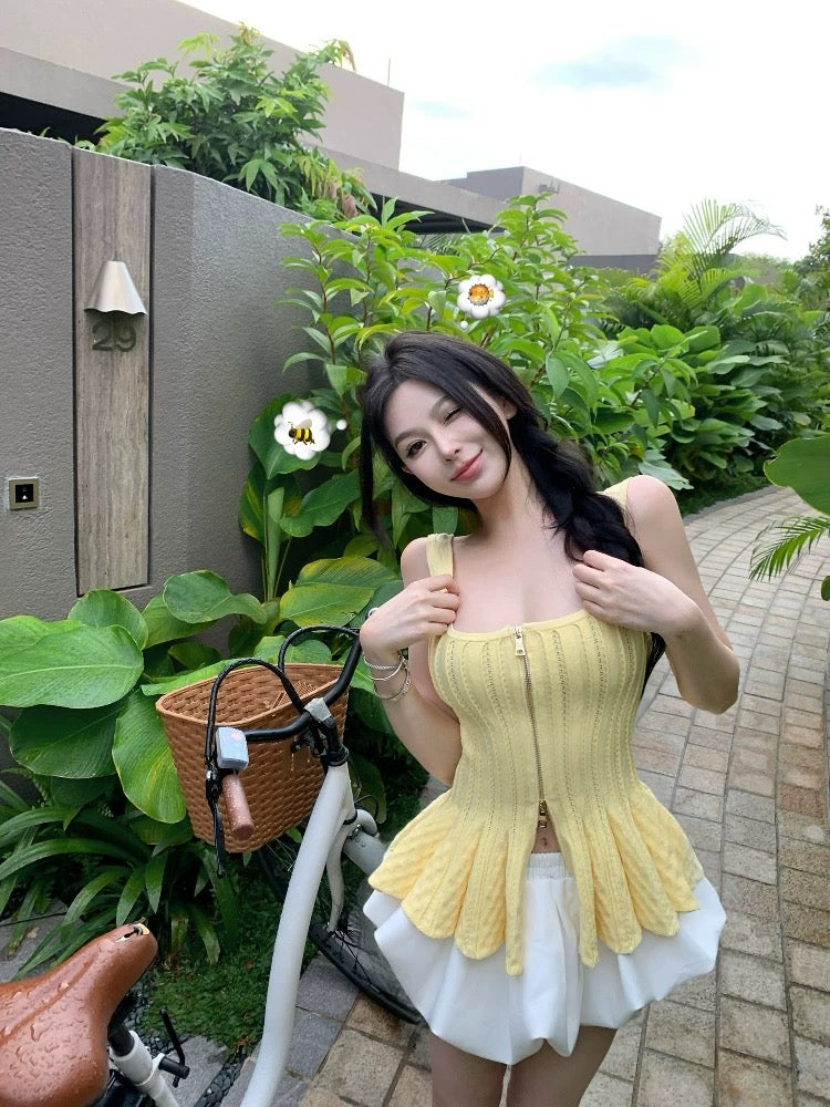芭蕾风语 双拉链设计感吊带上衣 Ballet Whisper Double-Zipper Design Camisole Top