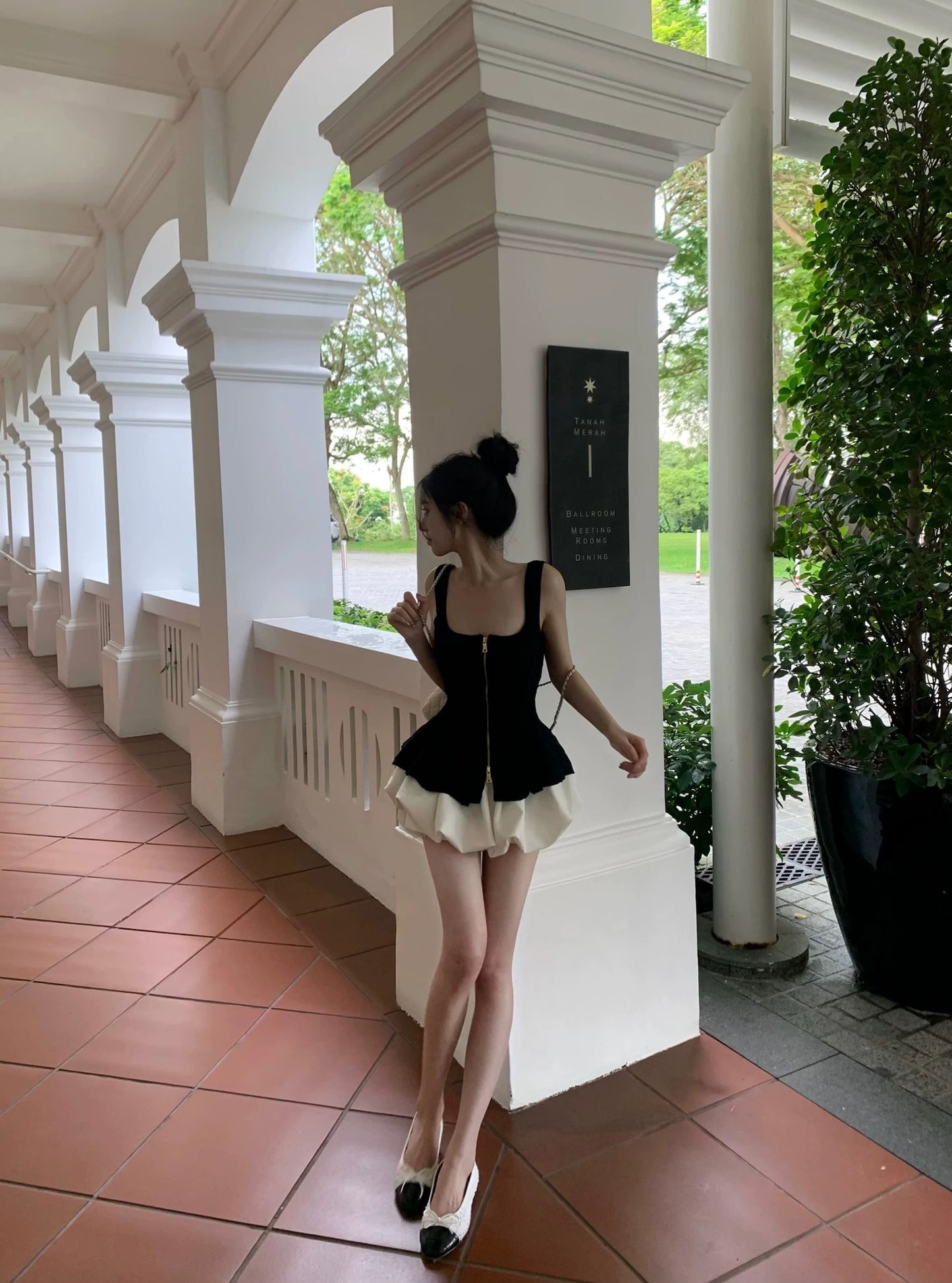 芭蕾风语 双拉链设计感吊带上衣 Ballet Whisper Double-Zipper Design Camisole Top