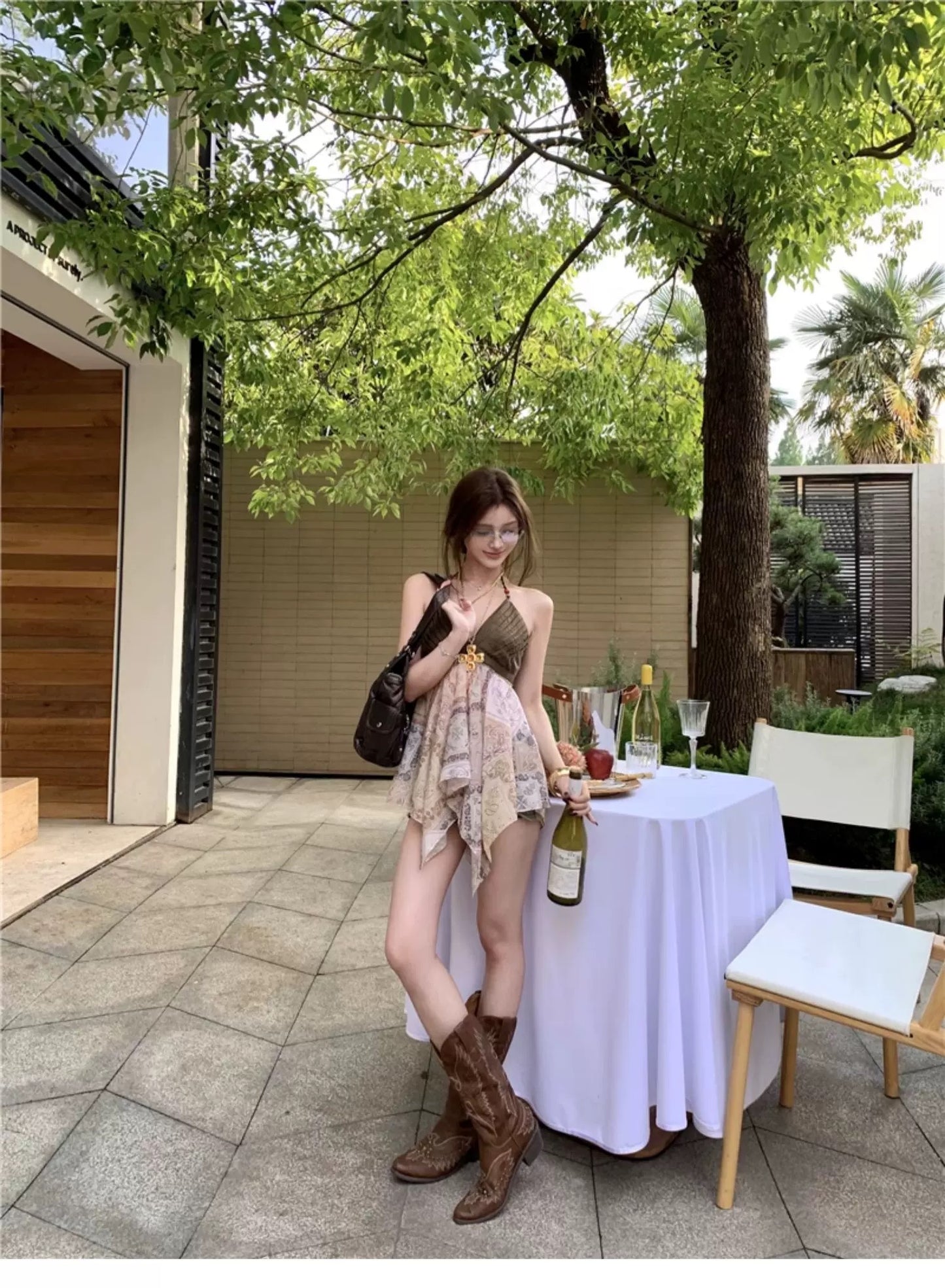 白娅衫 时髦个性拼色串珠吊带上衣 Baiya Fashionable Color-Block Beaded Camisole Top