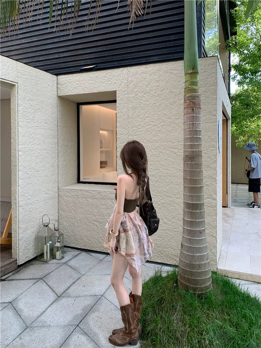 白娅衫 时髦个性拼色串珠吊带上衣 Baiya Fashionable Color-Block Beaded Camisole Top