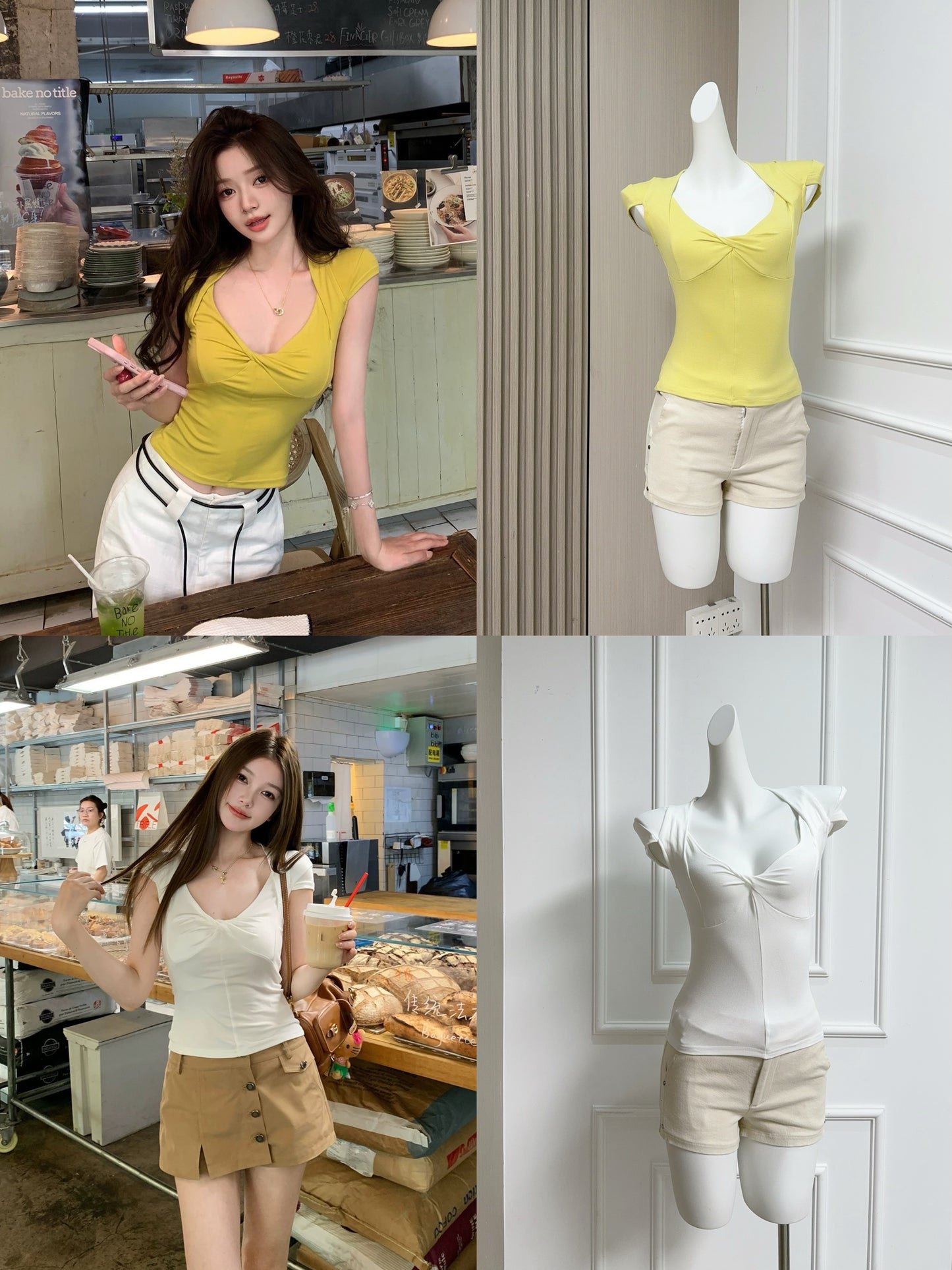 韩女天菜 气质减龄扭结上衣 Korean Muse Style Knot Top – Elegant & Youthful