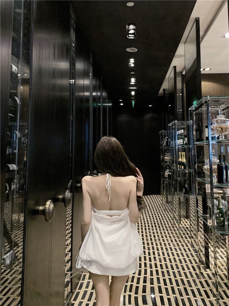 优雅玫瑰 温柔风挂脖吊带气质上衣 Elegant Rose Gentle Style Halter Camisole Top