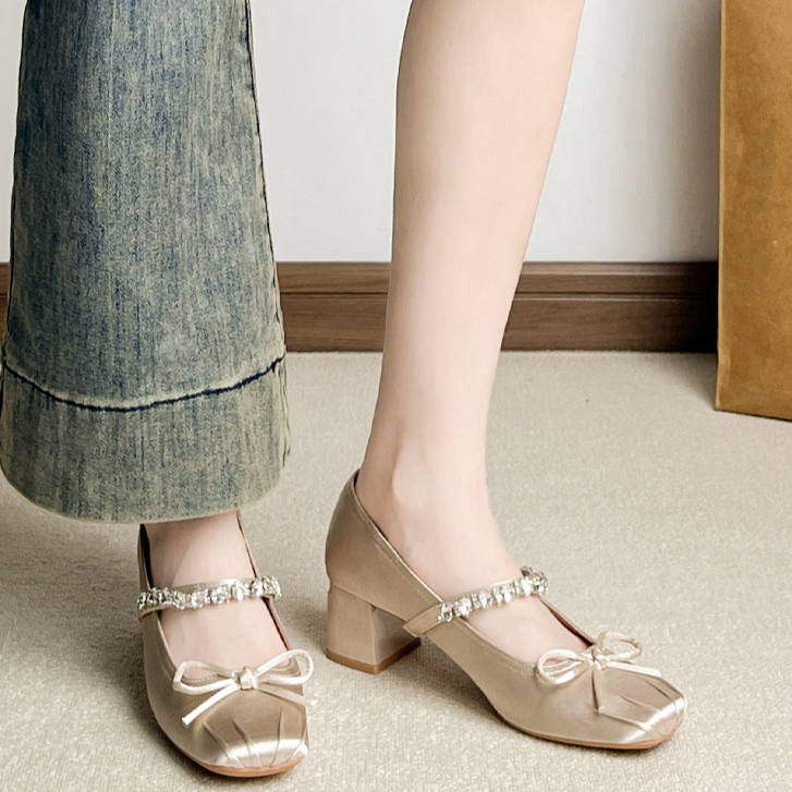 匠逅 法式芭蕾绝美粗跟女高跟鞋 Jianghou French-Style Ballet-Inspired Elegant Chunky-Heel Women’s Heels