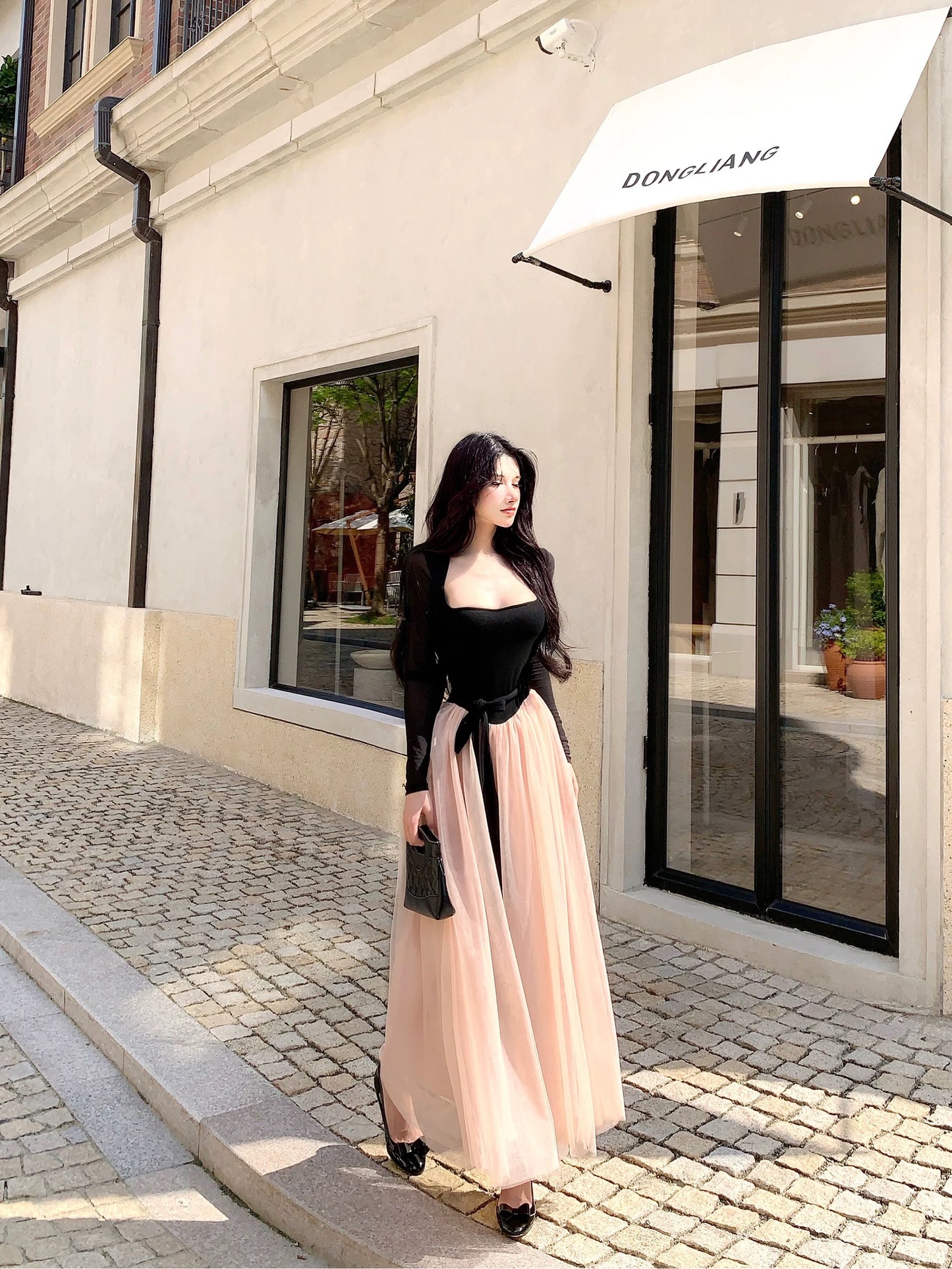 公主邀约 法式长袖假两件修饰连衣裙 French long-sleeve faux-two-piece dress with a princess vibe