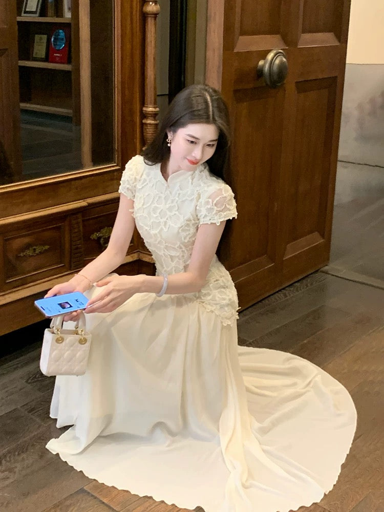 凌禾雪俏 绝美新中式蕾丝旗袍连衣裙 Ice Snowy Stunning New Chinese Style Lace Qipao Dress