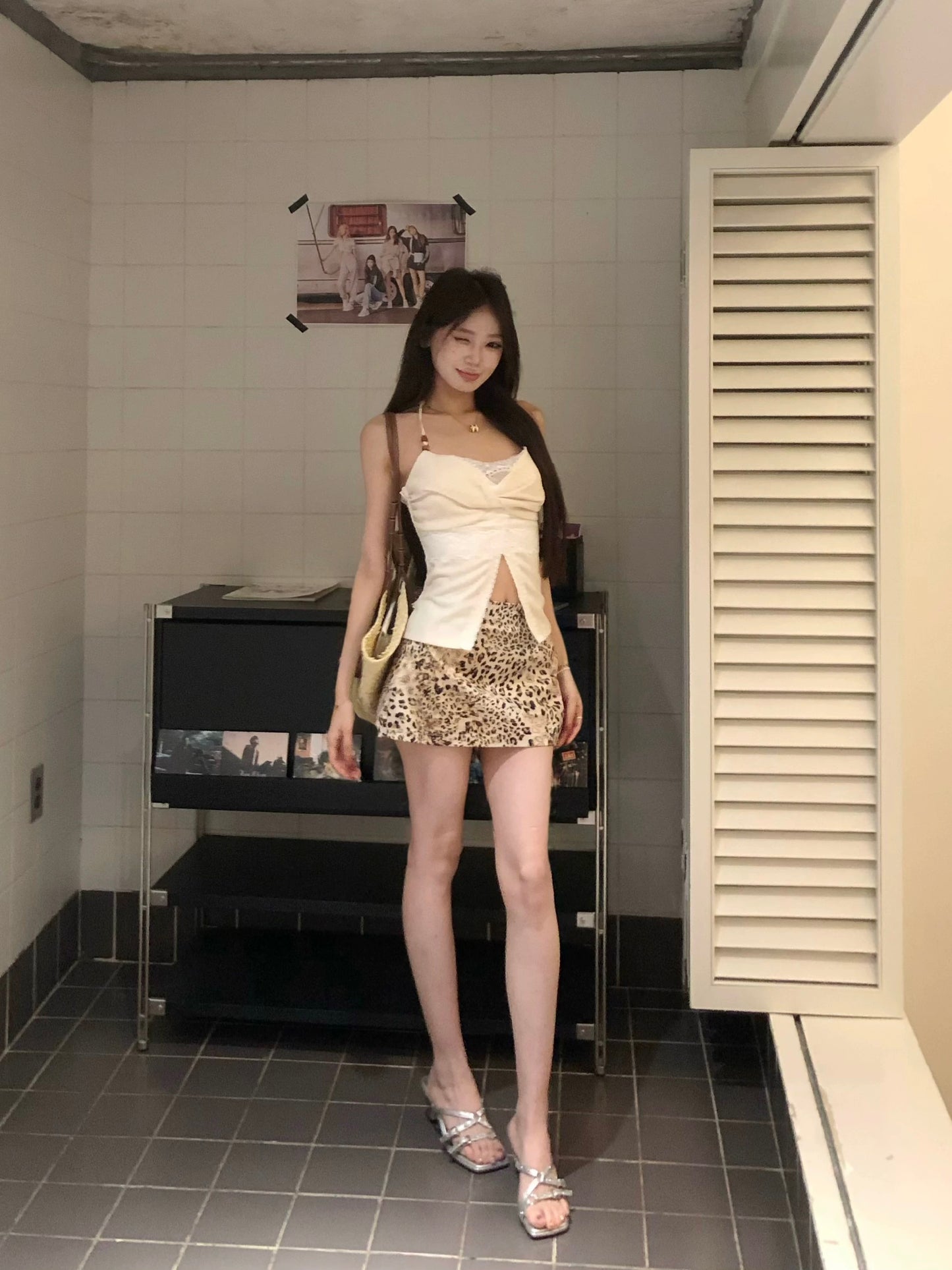 摩登猎人 串珠吊带上衣豹纹短裙套装 Modern Huntress – Beaded Strap Top & Leopard Print Mini Skirt Set