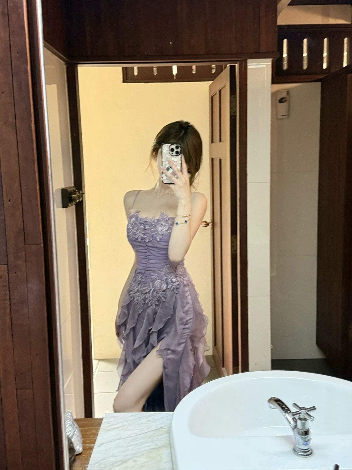 爱神仙子 花朵波浪吊带连衣裙 Fairy of Love Floral Ruffled Spaghetti Strap Dress