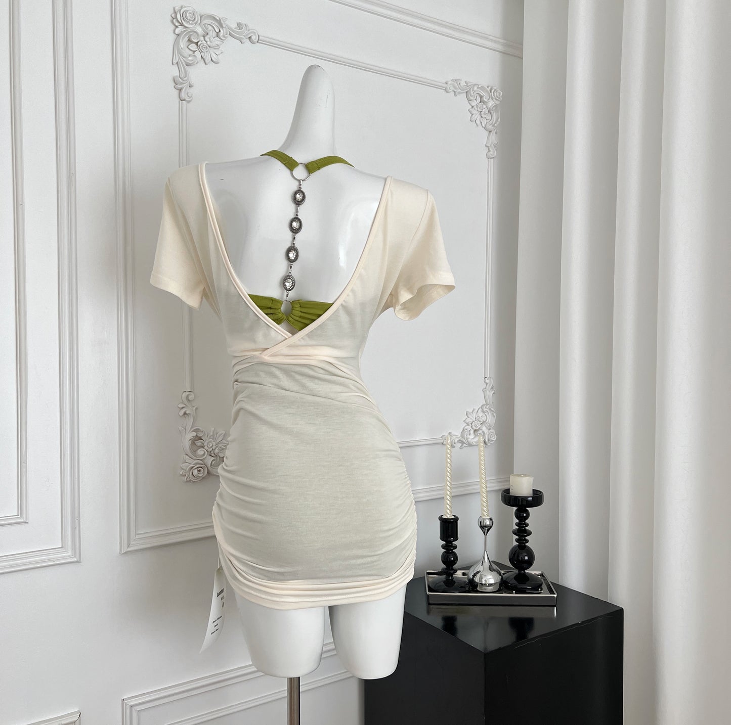 薄荷稀雨 纯欲罩衫两件套修身套装 Mint Drizzle Pure Desire Sheer Two-Piece Slim Fit Set