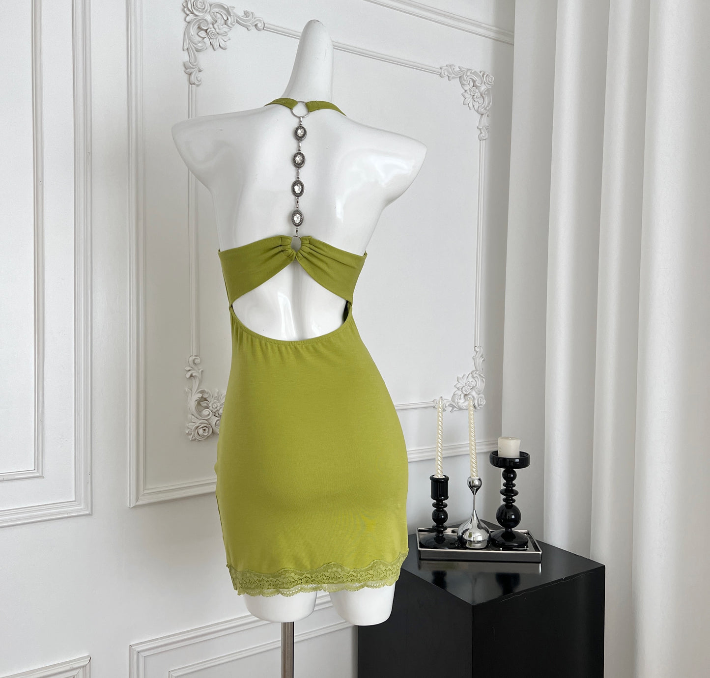薄荷稀雨 纯欲罩衫两件套修身套装 Mint Drizzle Pure Desire Sheer Two-Piece Slim Fit Set