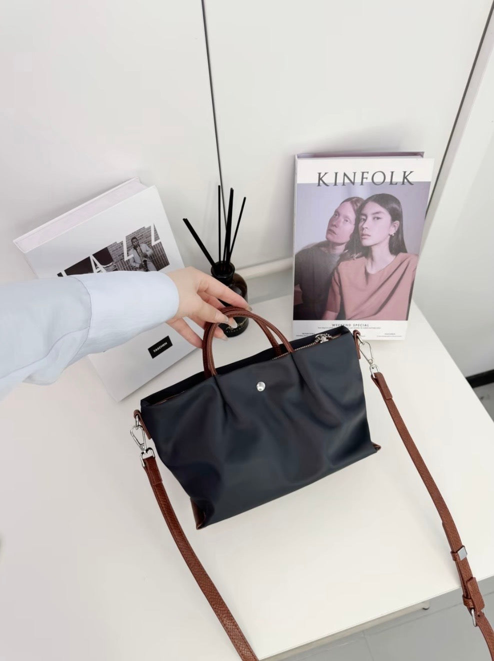 Nami Nylon Pleats Lightweight Small Daily Satchel - Midi Size