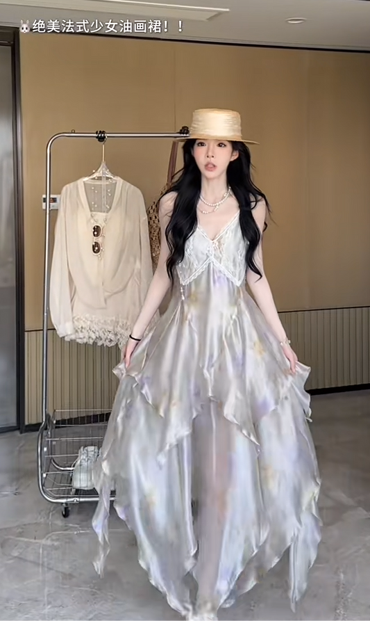 水母光环 不规则修身印花连衣裙 Jellyfish Aura Irregular Slim-Fit Printed Dress