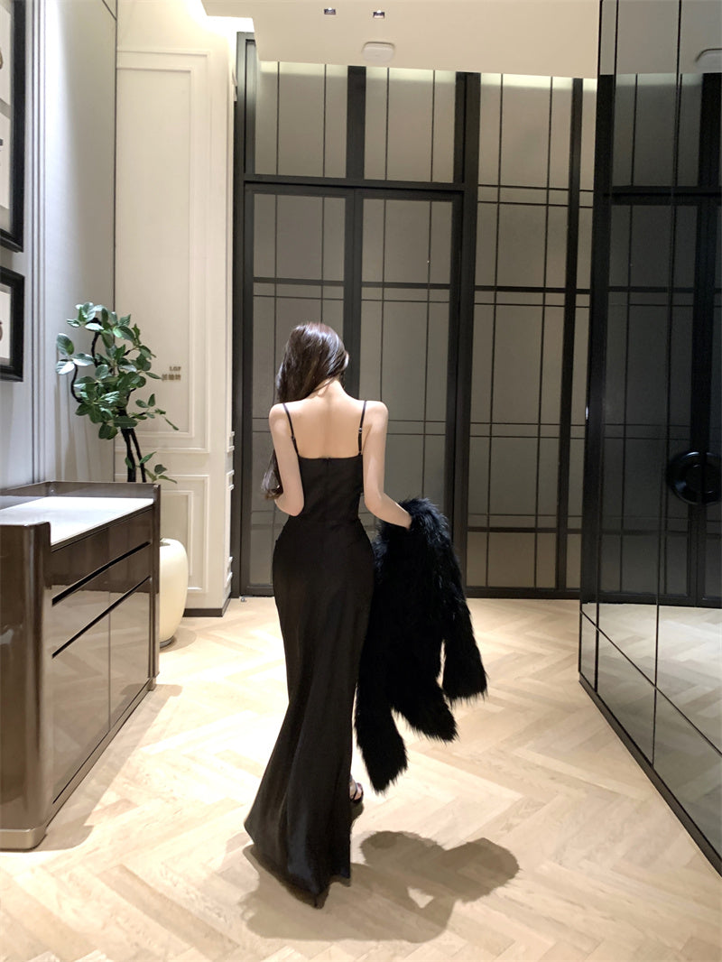 Ode to the Stars — Silver-Glitter Strapless Black Gown