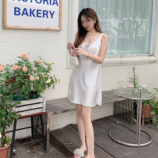 香槟蕾丝蝴蝶结连衣裙（聚酯纤维）