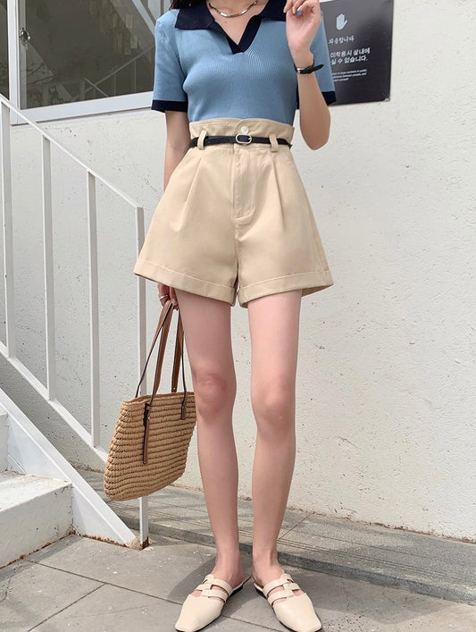 夏款高腰阔腿短裤 Summer High Waist Shorts