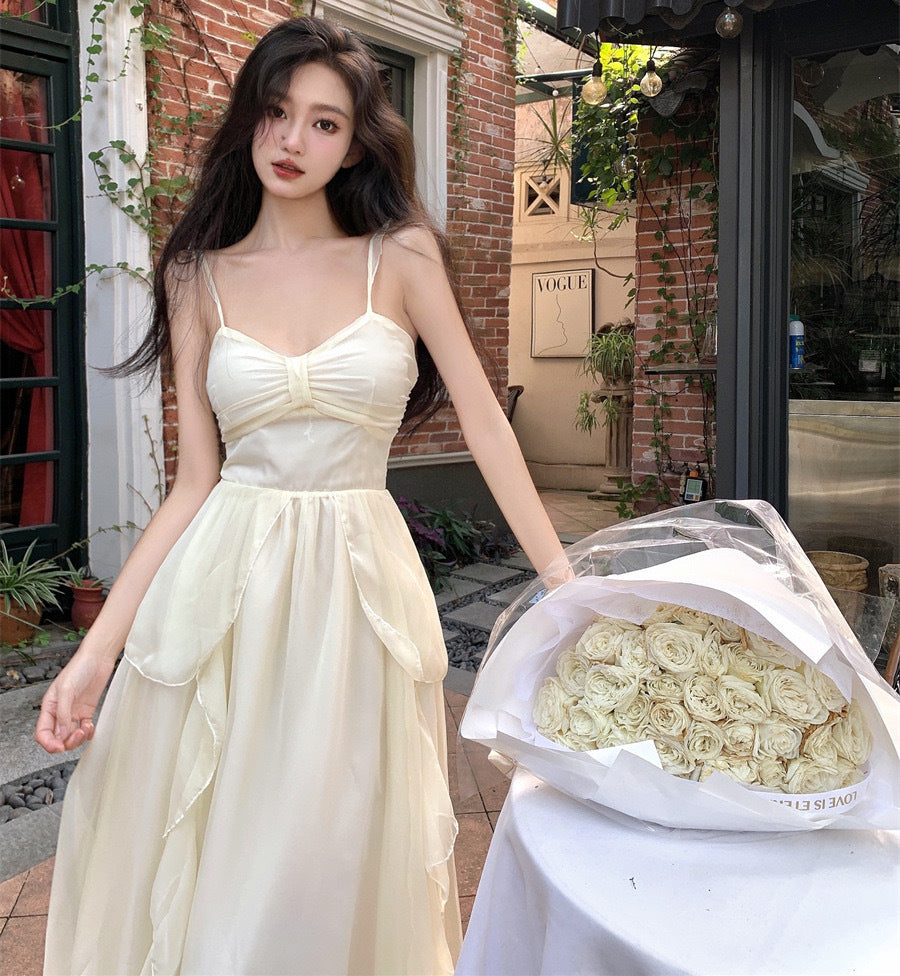 夏季雪纺设计感吊带裙 Summer Chiffon Design Skirt