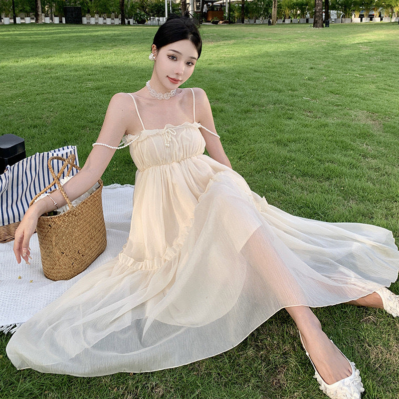 夏季珍珠吊带蓬蓬连衣裙 Summer Pearl Strap Dress