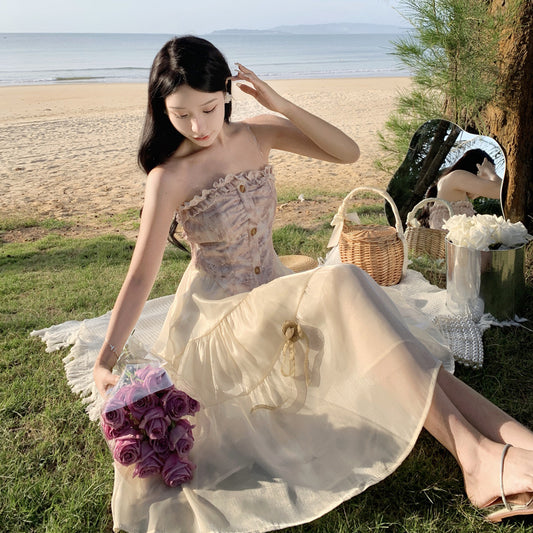 公主抹胸拼接连衣裙 Princess Strapless Dress
